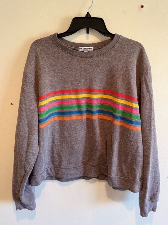 Sub_Urban Riot Tops - Sub Urban Riot Crewneck Sweatshirt Colorful Stripe Graphic Size XL Loungewear